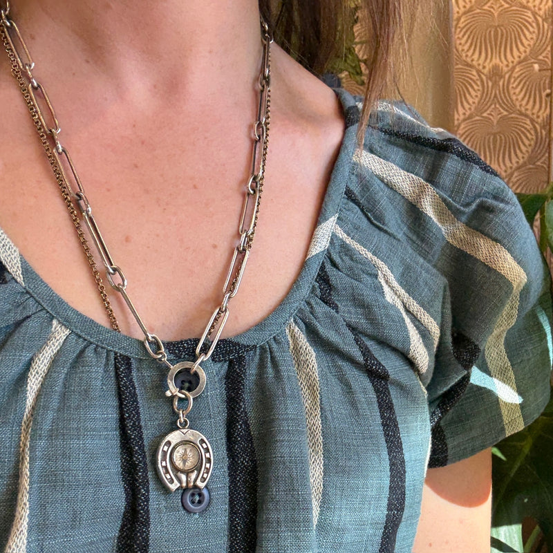 British Sterling Horseshoe Compass Fob