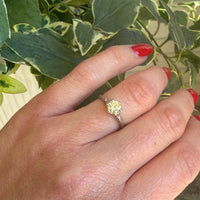 Delightful Yellow Diamond in Engraved Platinum Solitaire