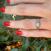 Two-Tone Floral Engagement Ring with Old Euro Cut Diamond