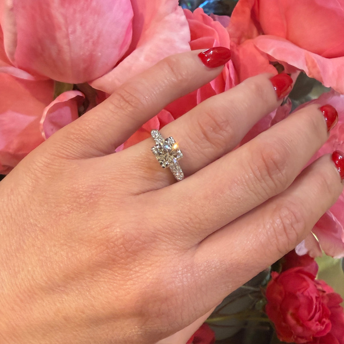 Classic 1940s Old Euro Diamond Platinum Engagement Ring