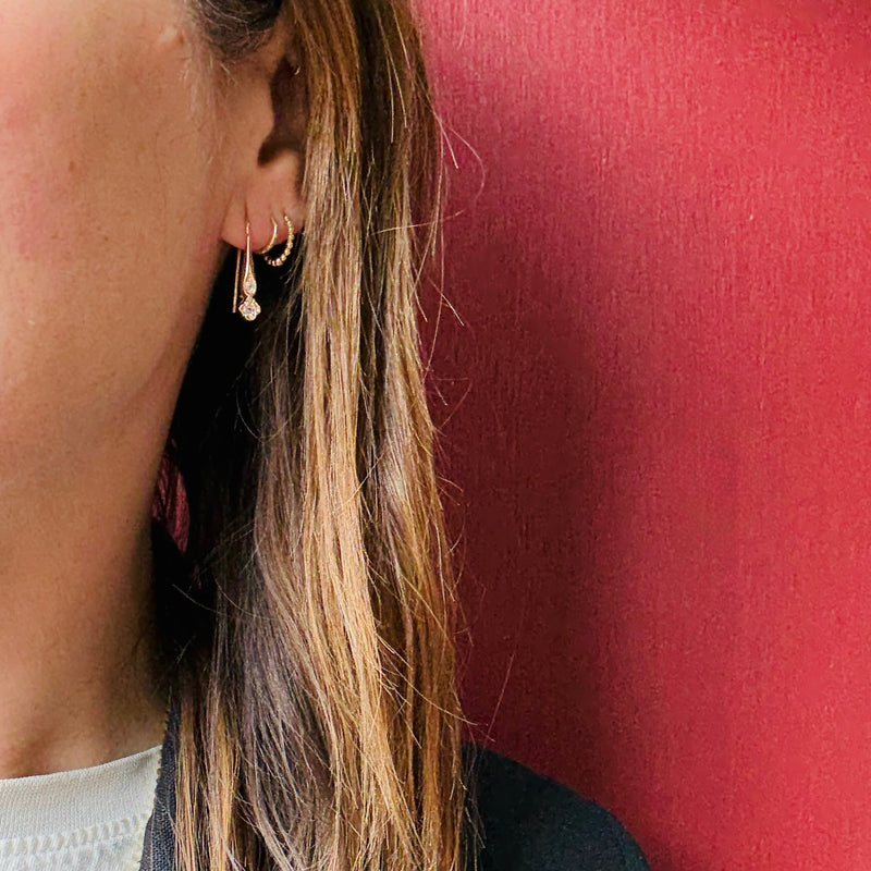 Curvy Little Rosy Gold & Old Mine Cut Diamond Ear Drops