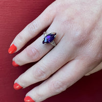Decadent Amethyst Marquise in Engraved Deco Ring