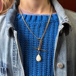 Iridescent White Opal Drop in 14k Gold Pendant