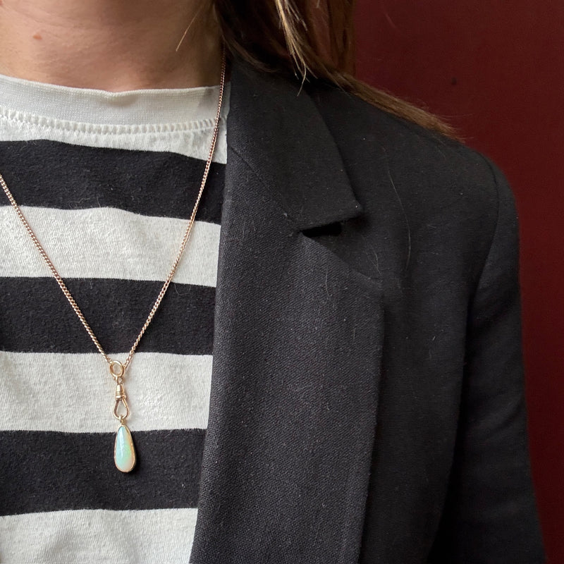Shimmering Opal Tear Drop in 14k Gold Pendant