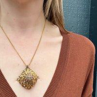 Astonishing Rose Cut White Sapphire & Gold Georgian Pendant