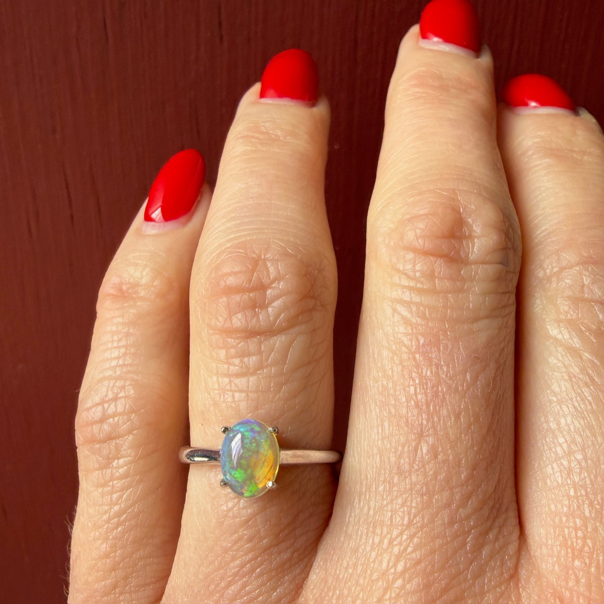 Exquisite Opal in Sterling Silver Artisan Solitaire Ring
