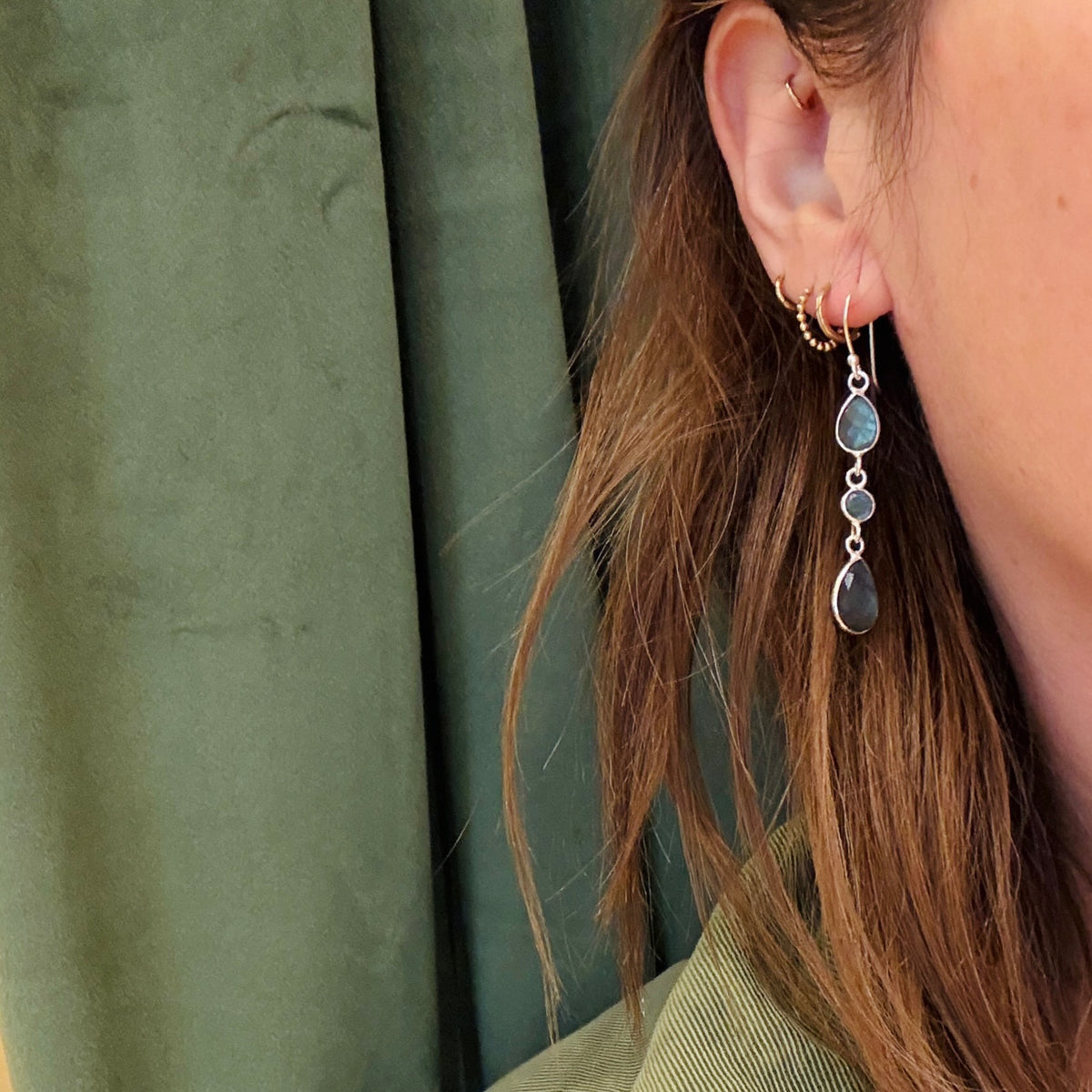 Sultry Labradorite & Sterling Silver Artisan Dangle Earrings