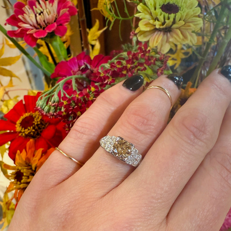 Fabulous Cognac Diamond in Step Side Engagement Ring