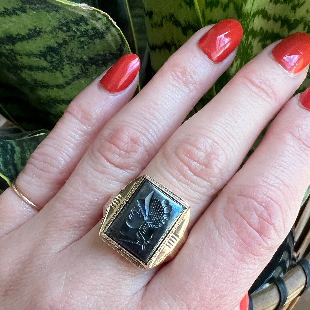Otsby & Barton Roman Soldier Hematite Intaglio Ring