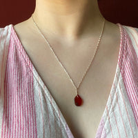 Blood Red Amber on Sterling Chain by Ancient Influences