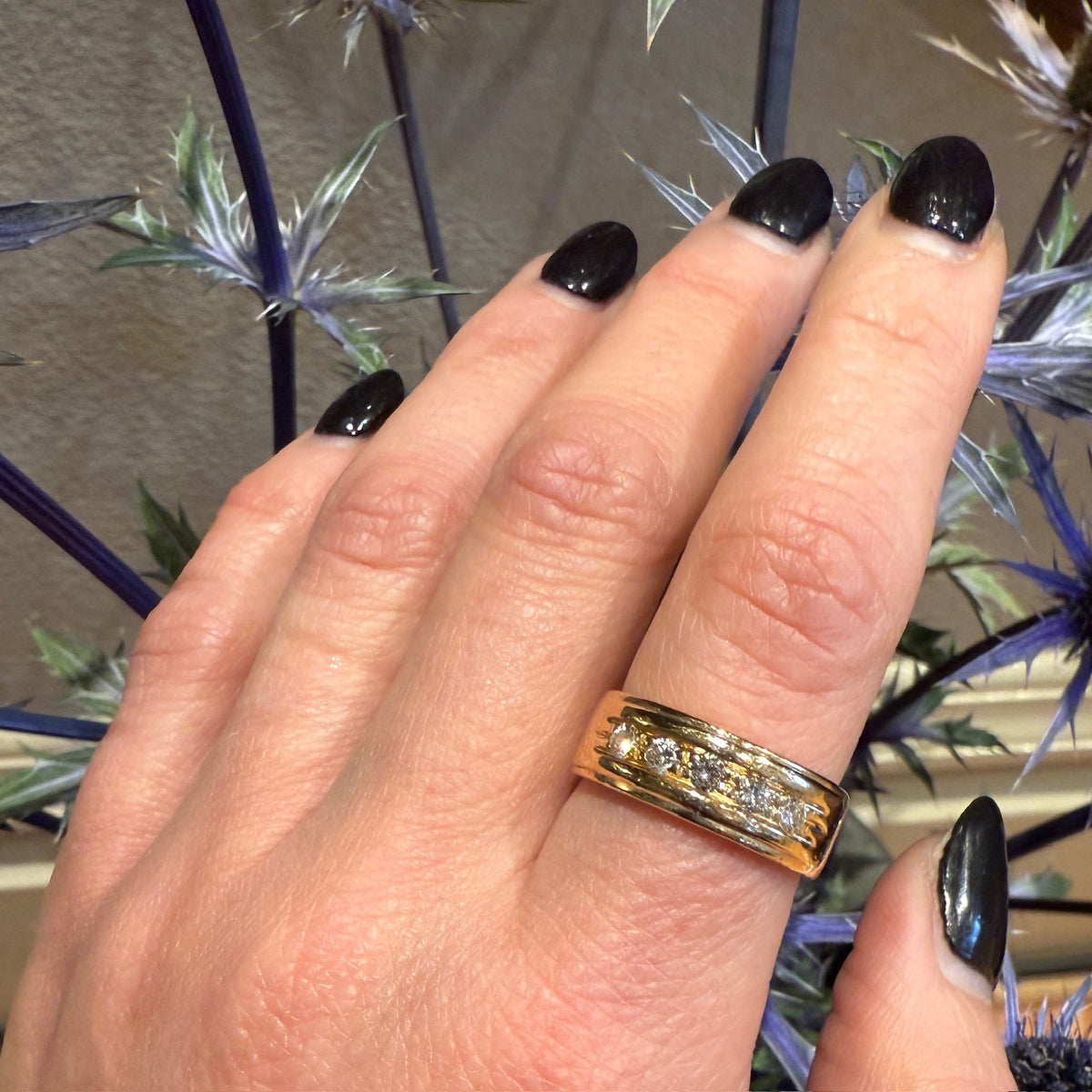 Swanky Wide Diamond & Gold Band