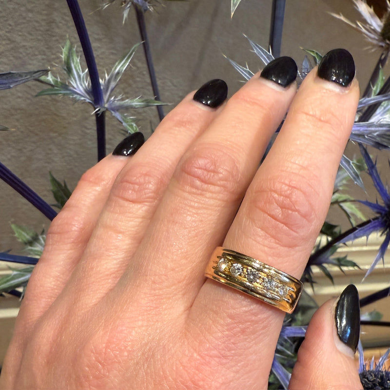 Swanky Wide Diamond & Gold Band