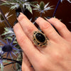 Dramatic 1960s Gothic Revival Onyx Ring