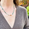 Green, Mauve & Gold Gemstone Bead Necklace by Brin