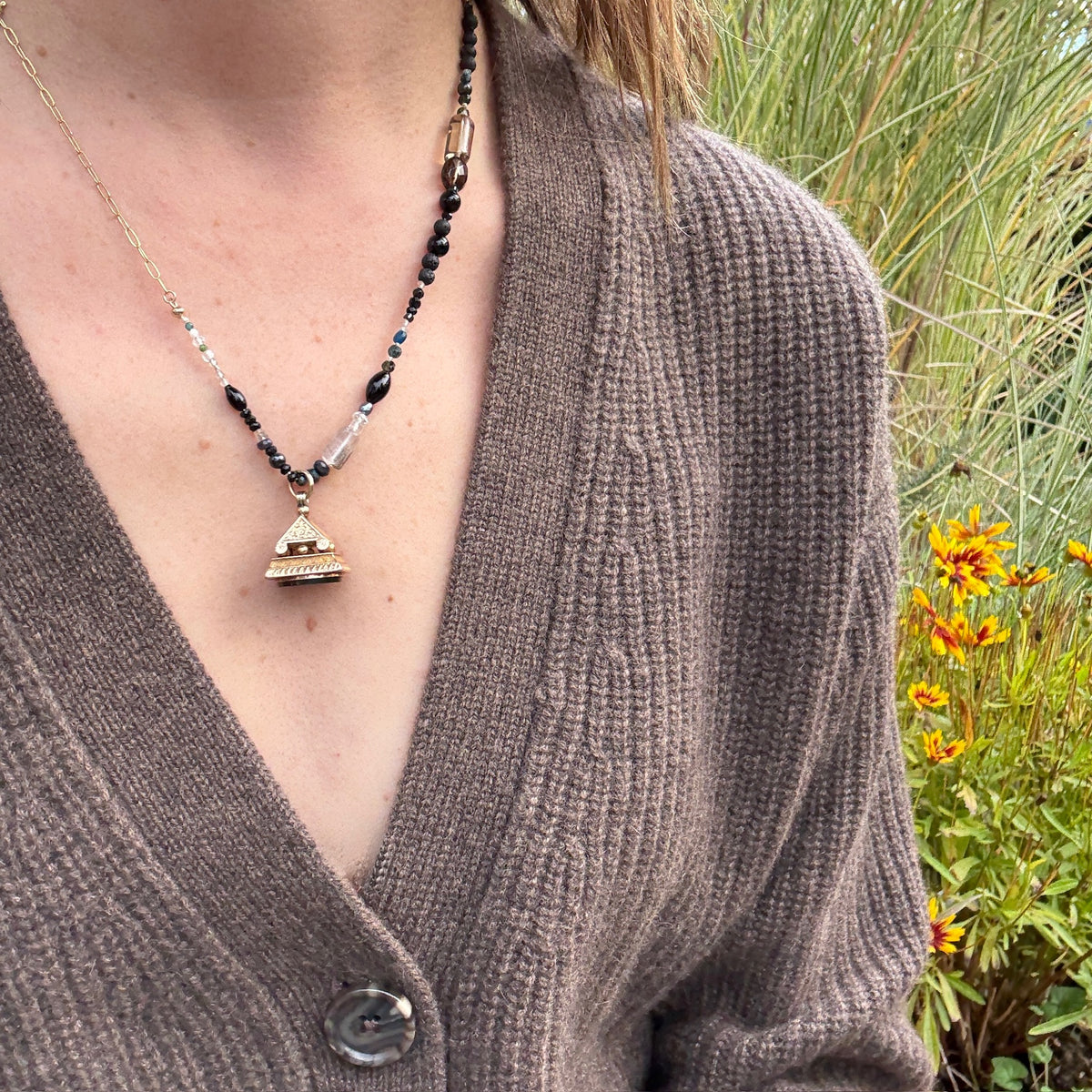 Chic Gemstone Bead Necklace by Brin