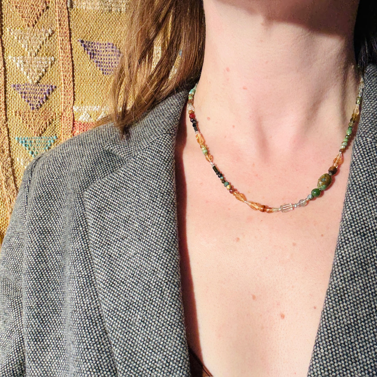 Desert Tones Gemstone Bead Necklace by Brin