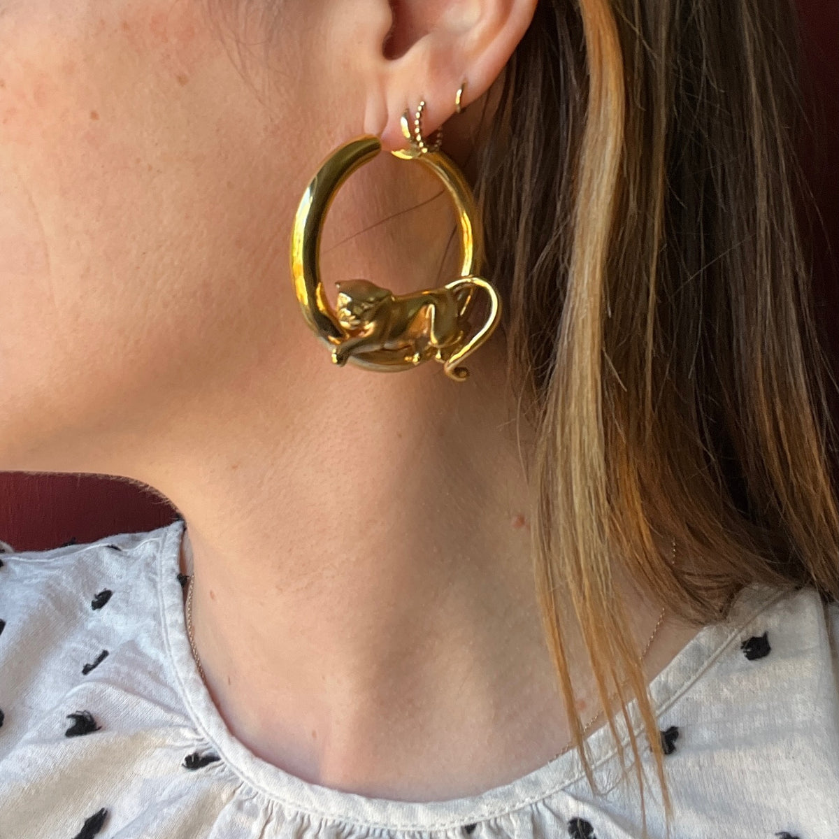 Charles Garnier 18k Gold Panther Hoops