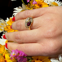 Rich Ruby & Diamond 18k Gold Bypass Ring
