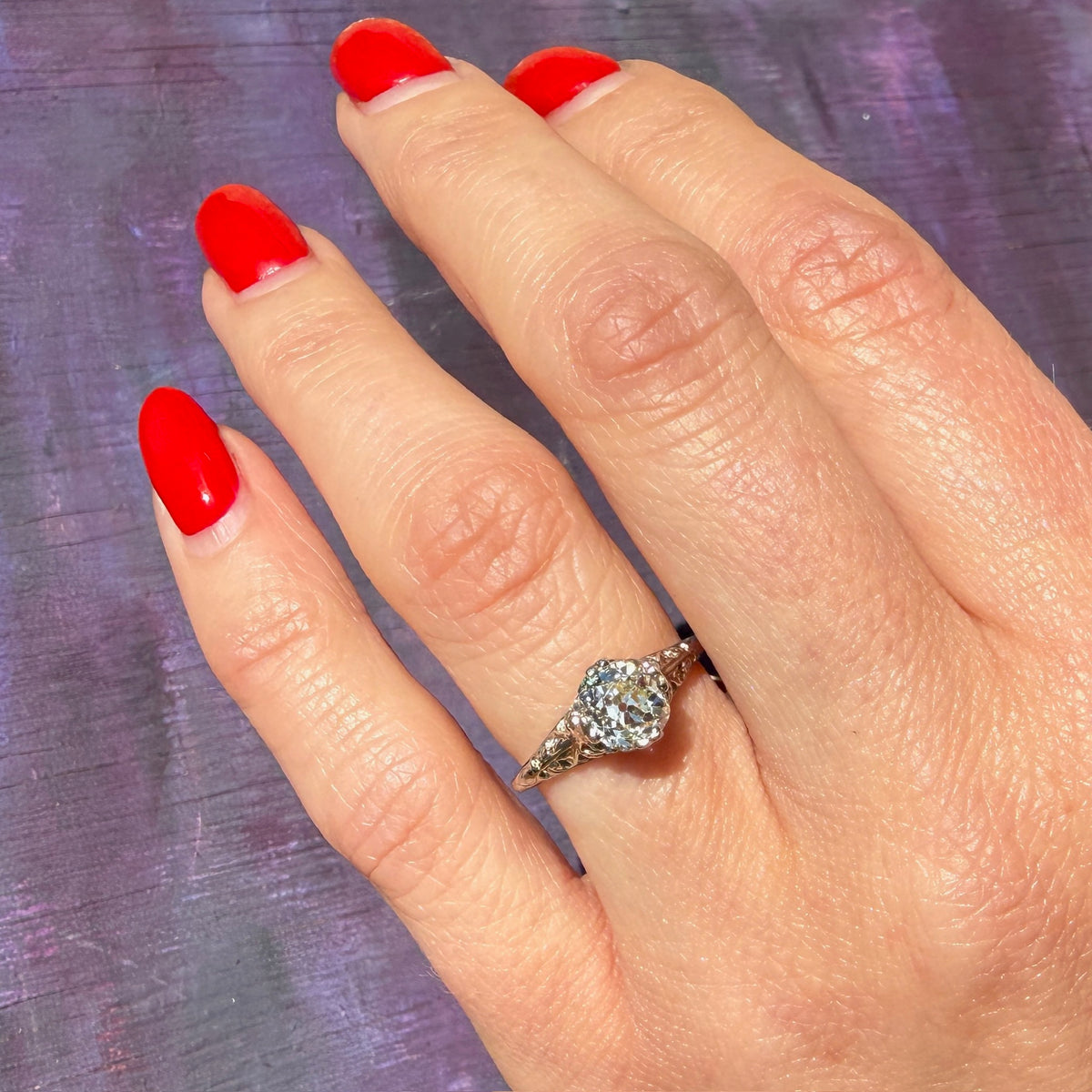 Fairytale Filigree Solitaire with 1.32ct Old Mine Diamond