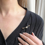 Gold Safety Pin with Pearl & Diamond Embellishment