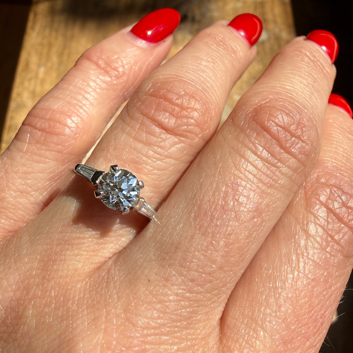 Chic Mid Century Old Euro Diamond Engagement Ring