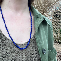Luxe Strand of Lapis Beads with 14k Gold Clasp