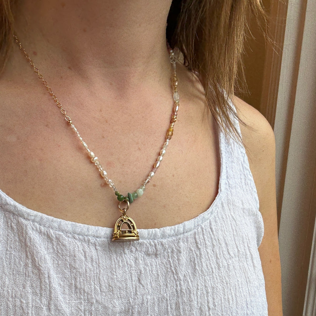Springtime Gemstone Bead Necklace by Brin