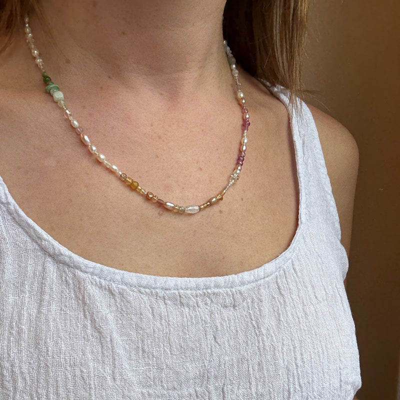 Springtime Gemstone Bead Necklace by Brin