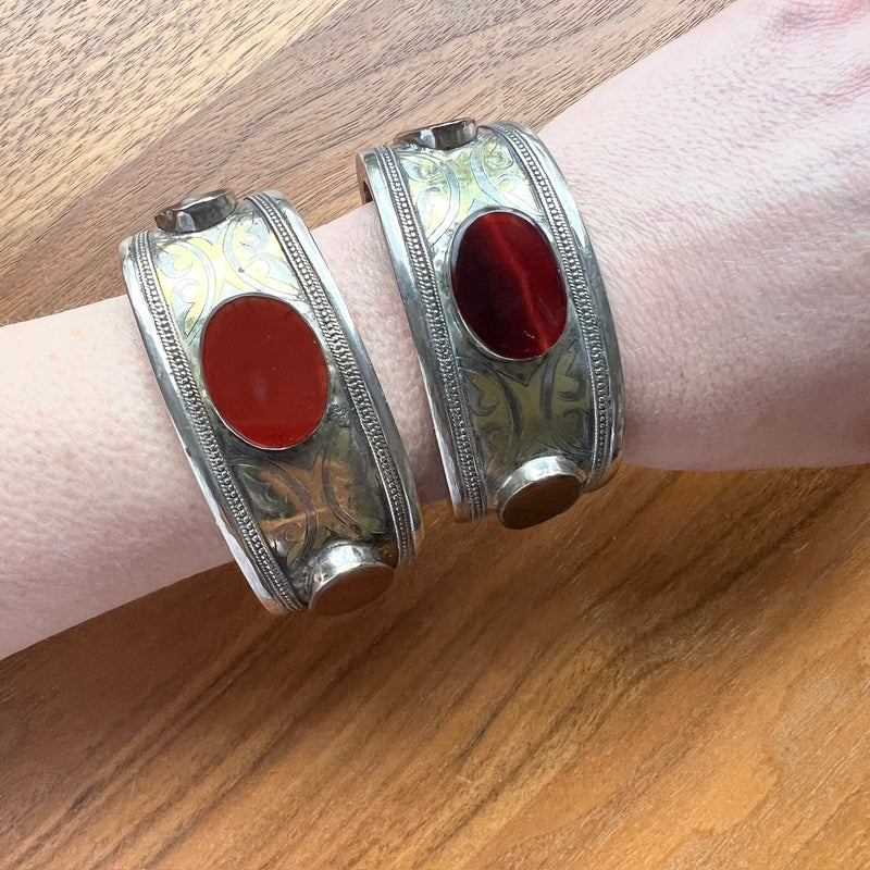 Uzbeck Fire Gilded Silver Cuff with Carnelian