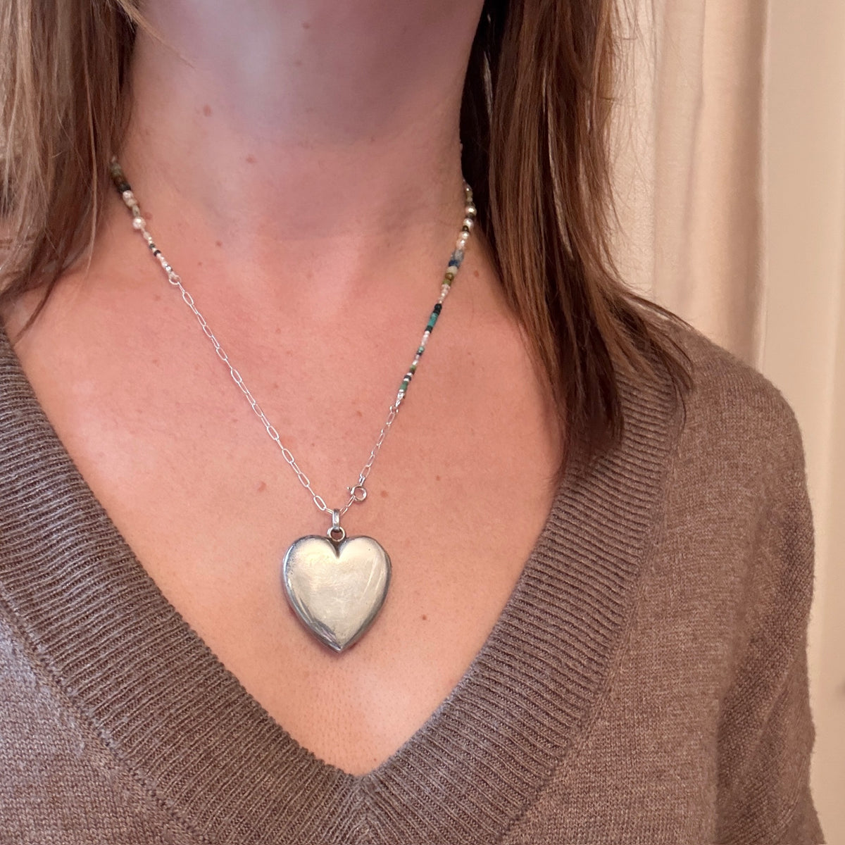 Dreamy Pearl & Blue Gemstone Bead Necklace by Brin