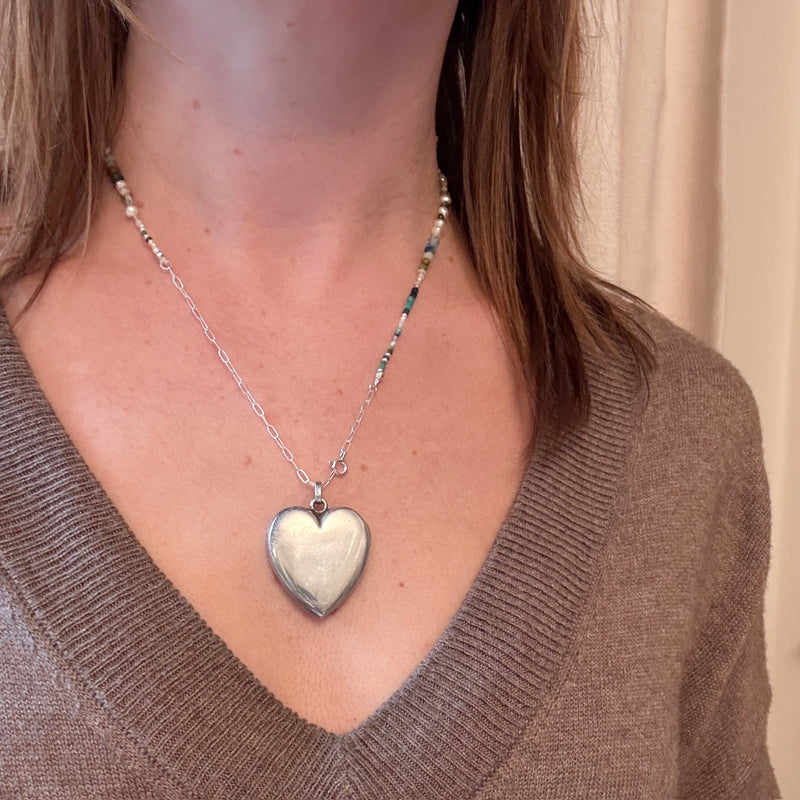 Dreamy Pearl & Blue Gemstone Bead Necklace by Brin