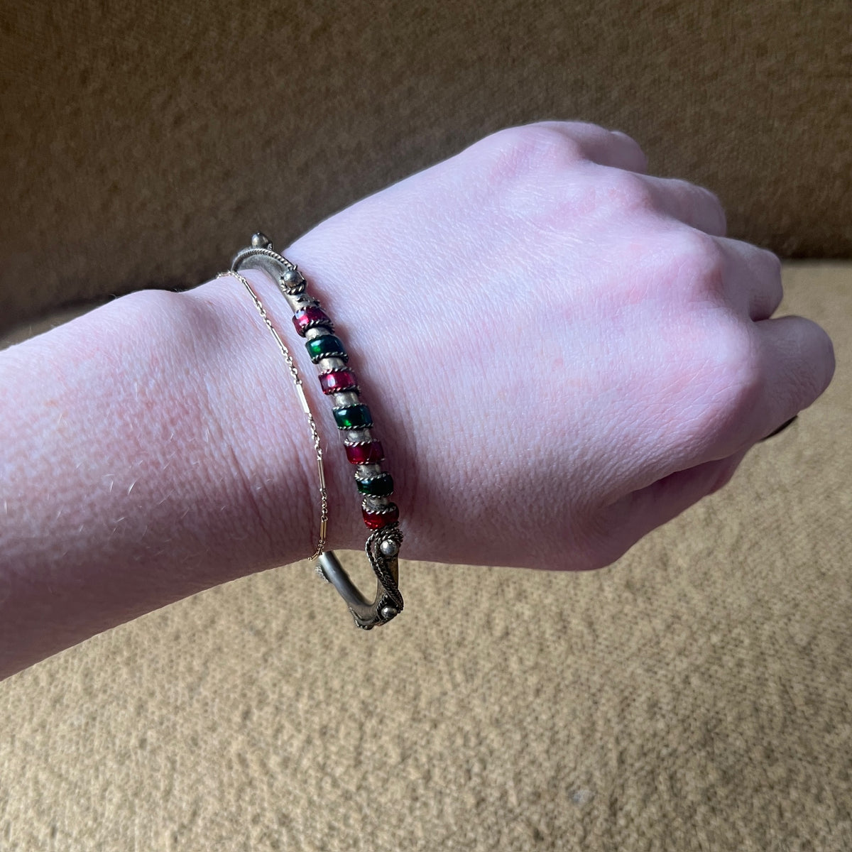 Candy-Striped Silver Gilt Bangle