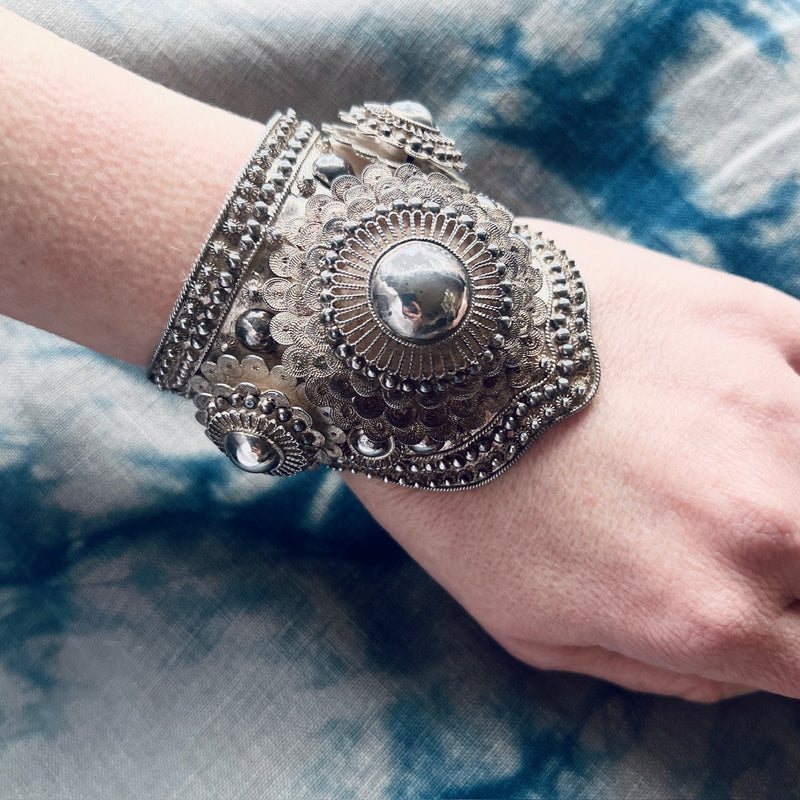 Decadent Siamese Silver Filigree Cuff Bracelet