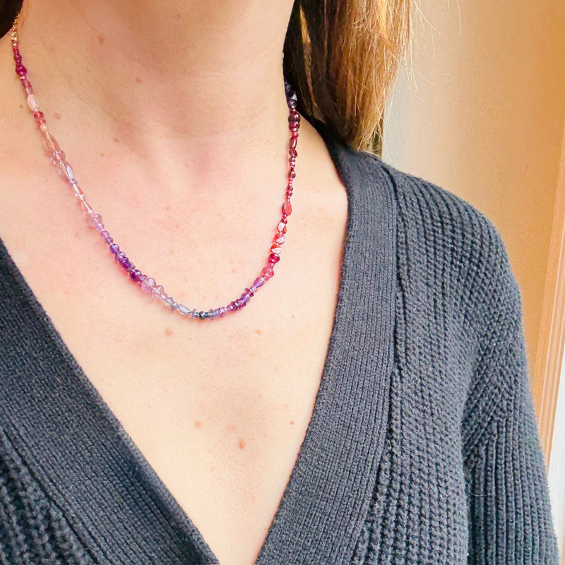 Moody Mauves Gemstone Bead Necklace by Brin