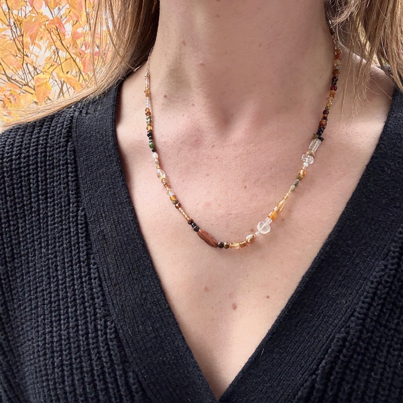 Glowing Golden Gemstone Bead Necklace by Brin