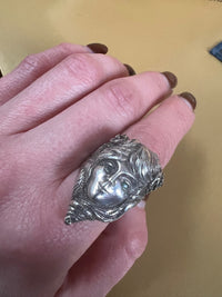 Green-Eyed Girl Art Nouveau Style Ring