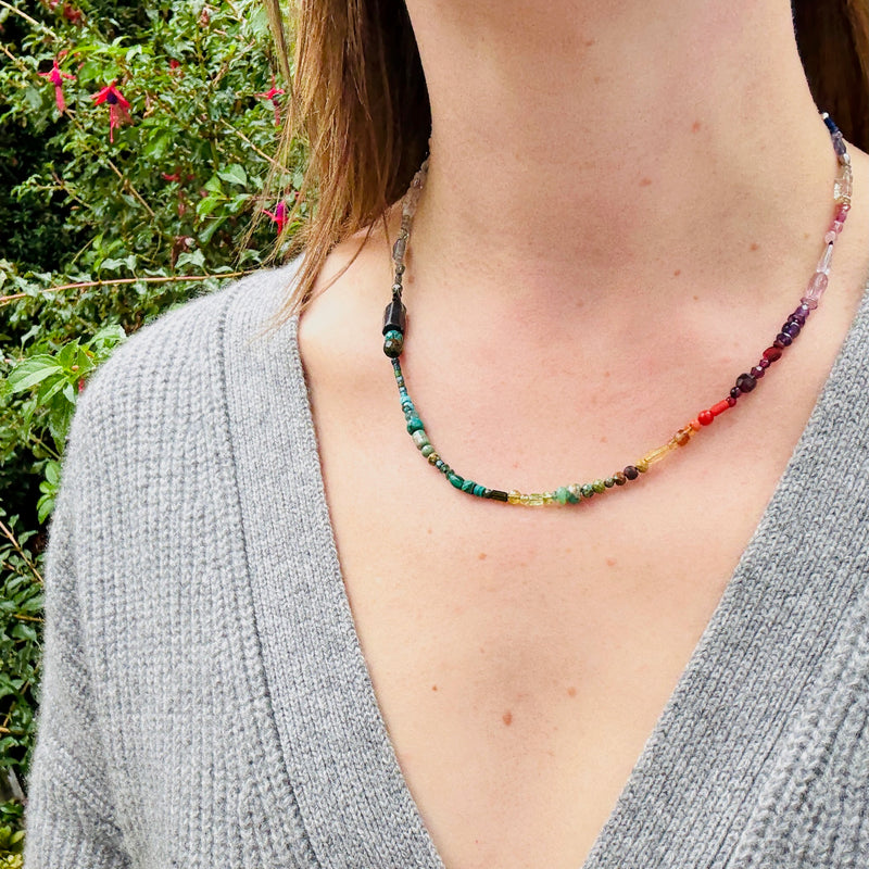 Brilliant Rainbow Gemstone Bead Necklace by Brin