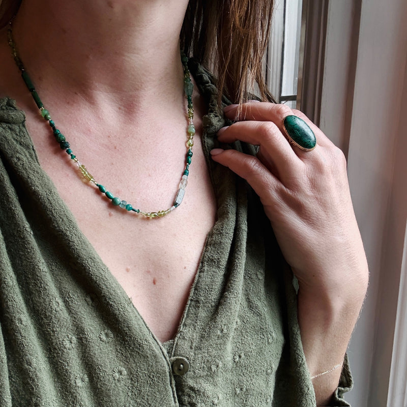 Every Green Gemstone Bead Necklace by Brin
