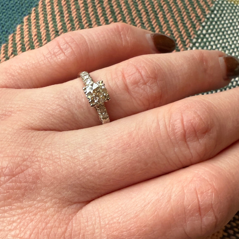 Mid-Century Diamond Ring with Romantic Details