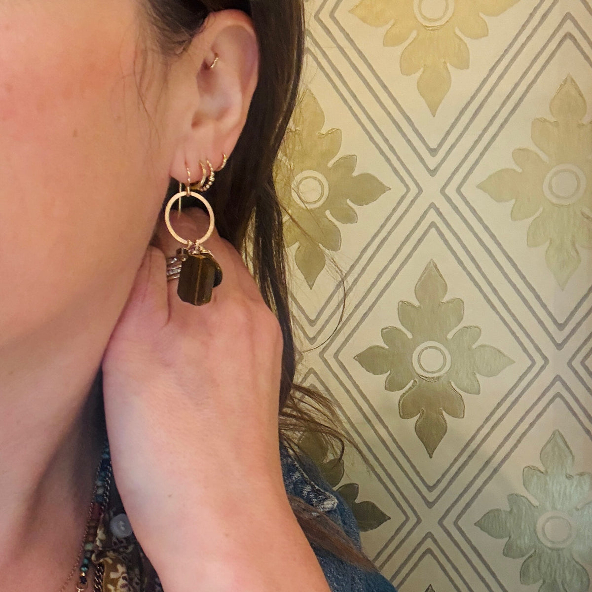 Golden Tiger's Eye Dangle Earrings by Brin