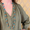 Long Turquoise, Coral & Heishi Bead Necklace