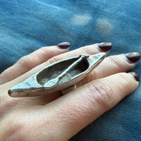 Three-Dimensional Sterling Silver Canoe Ring