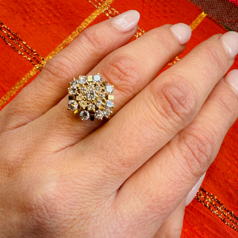 Fantastic Firework Diamond & Gold Cluster Ring