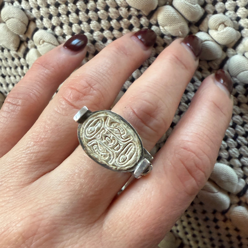 Wild Egyptian Scarab & Sterling Statement Ring