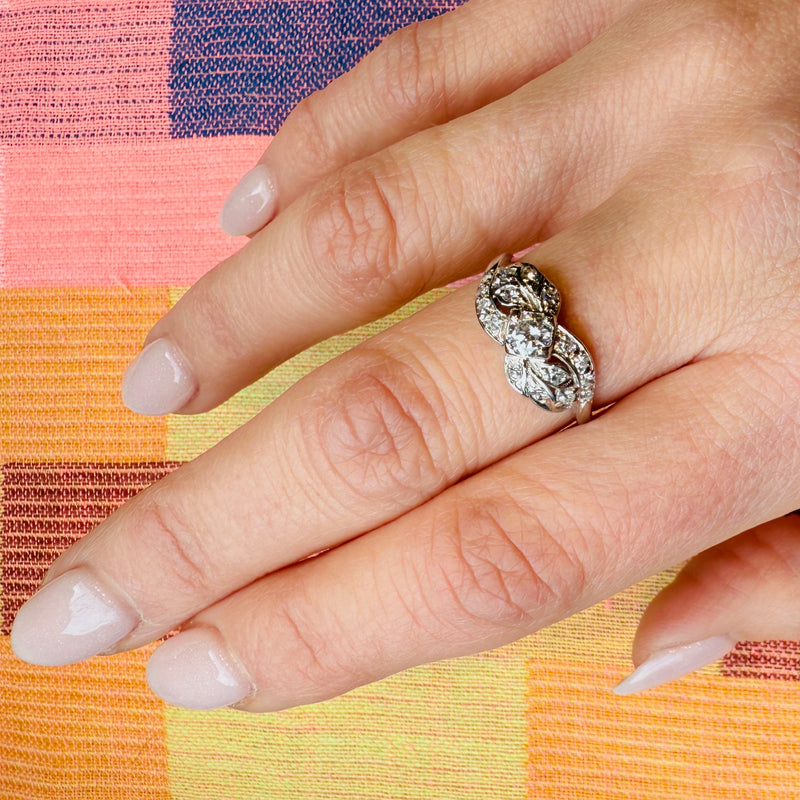 Romantic 1940s Diamond & White Gold Ring