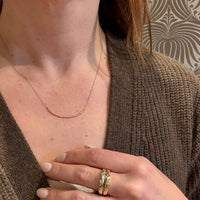 Tiny Diamonds in Graceful Rose Gold Arc Necklace