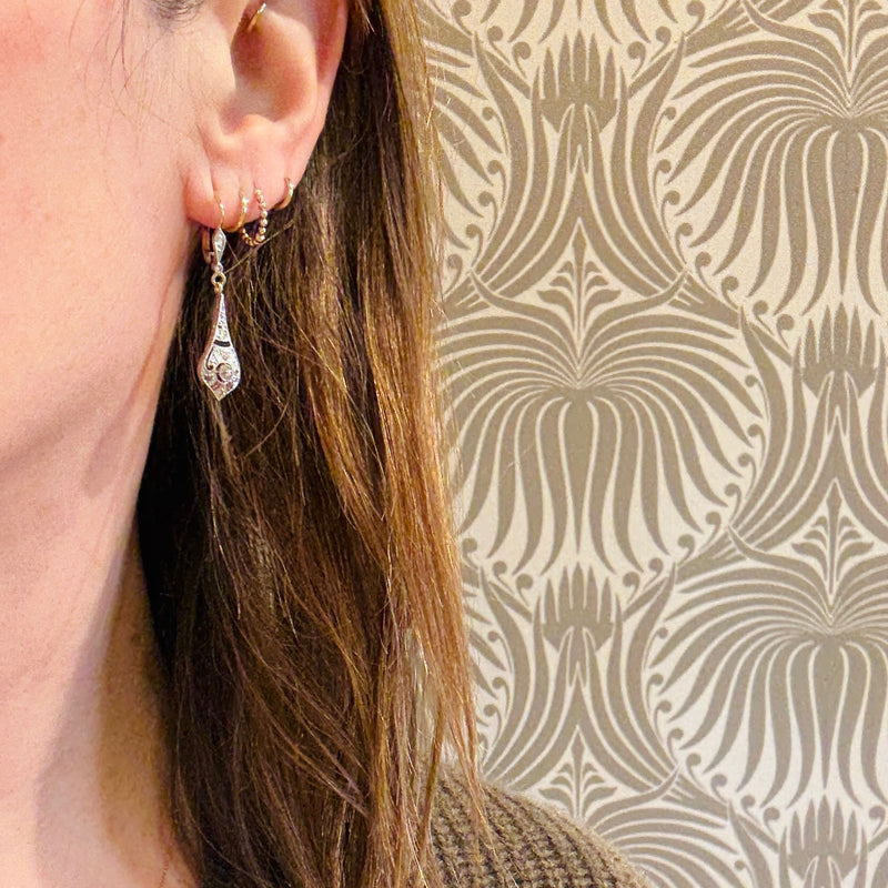 Delightful Antique Earrings with Sapphires & Diamonds