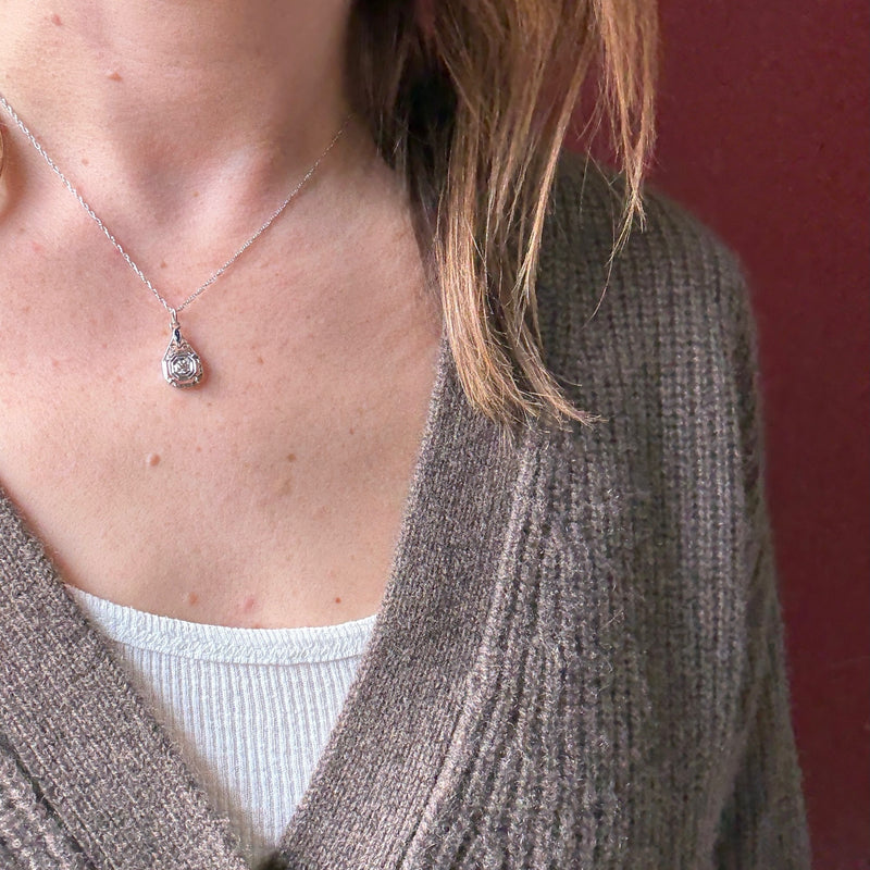 Sweet Details Art Deco Diamond & Sapphire Pendant