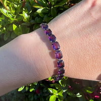 Playful Purple Glass in Silver Link Bracelet