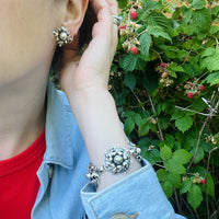 Gorgeous Foliate Sterling Bracelet & Earring Set by Cini